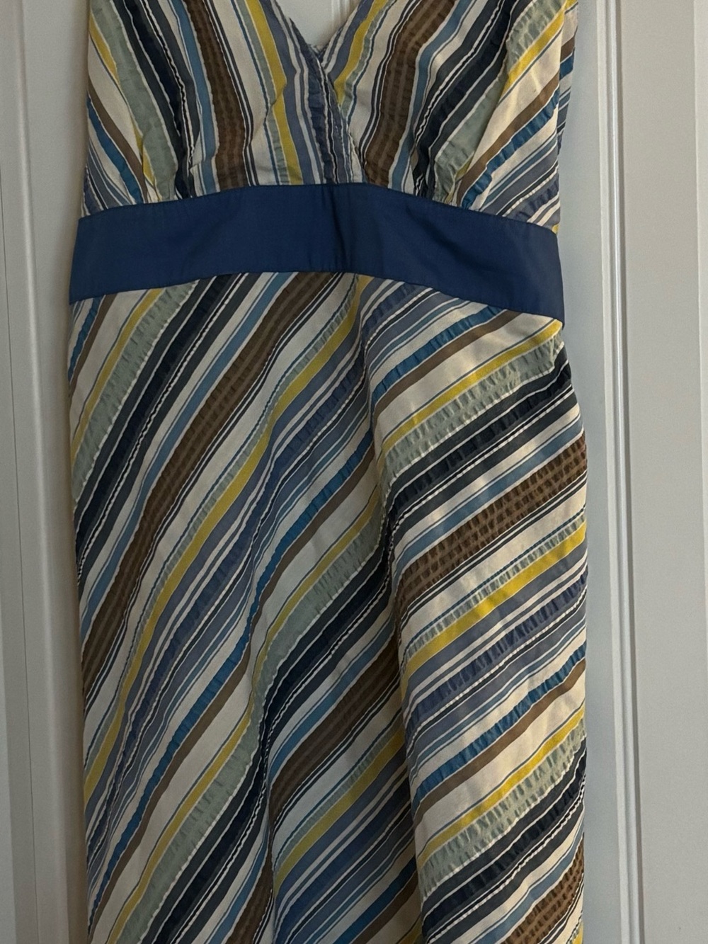 Patagonia Striped V-Neck Dress in Yellow, Blue & White